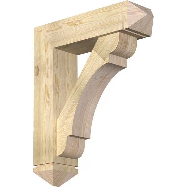 Olympic Arts and Crafts Rough Sawn Bracket w/ Offset Brace, Douglas Fir, 8
